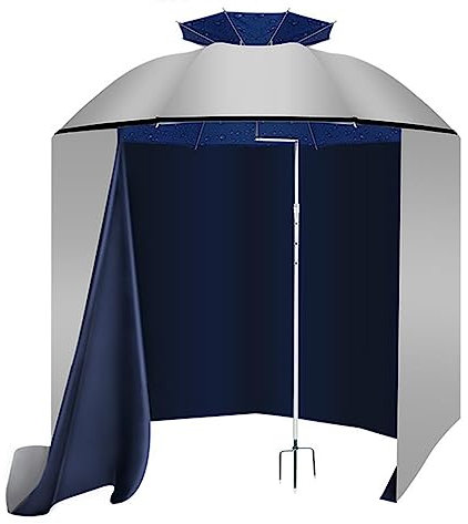 EMENAR Sombrilla Con Inclinación, Sombrillas De Pesca De 2,2m Sombrilla De Playa Con Pared Lateral, Toldo De Sombrilla Altura Ajustable Para Camping Picnic Pesca