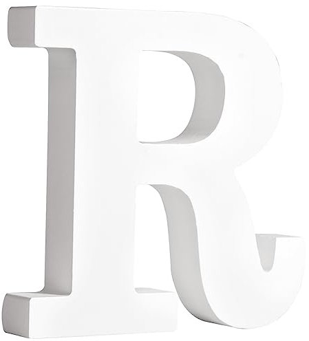 Rayher MDF-Buchstabe R, weiß, 10,7 x 11 cm, Stärke 2 cm, 3D-Buchstaben Holz, Holz-Buchstaben FSC zertifiziert, 64557102