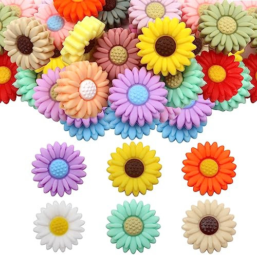 TOAOB 20 Pezzi Perline in Silicone a Forma di Fiore 20mm Perline Colorate Distanziatore per Braccialetti Collana Portachiavi Creazione di Gioielli Fai da Te