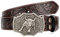 XZQTIVE Western Leder Gürtel für Herren Damen Floral graviert Cowboy Schnalle Gürtel Longhorn Stier Schnalle Taillegürtel,Kaffee,Passform Taillenumfang 94-104cm