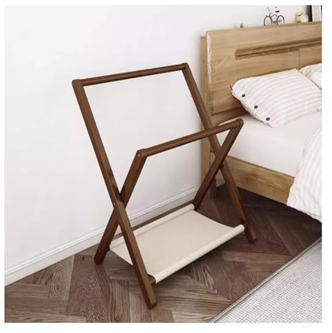 Klappbarer Kleiderständer Aus Holz, Vom Boden Bis Zur Decke Double Rod Wäscheständer für Wohnzimmer,Schlafzimmer,Spielzimmer Kinder Haustiere Kleidung Spielzeug Lagerung ( Farbe : Brown-B , Größe : 70