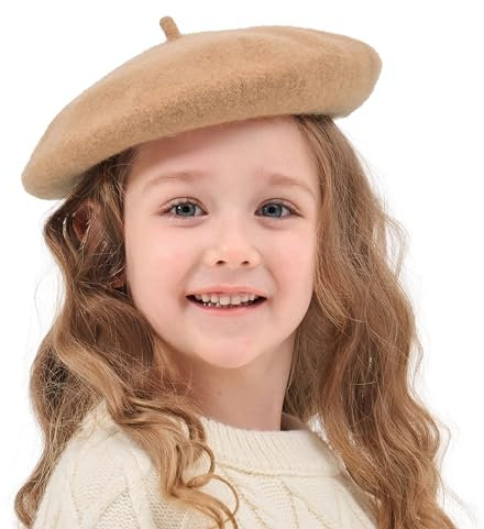 ZLYC Mädchen Klassische Der Französische Künstler Baskenmütze Barett(Kamel)