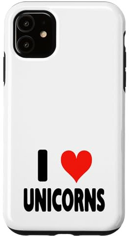 iPhone 11 I Love Unicorns - Heart Case
