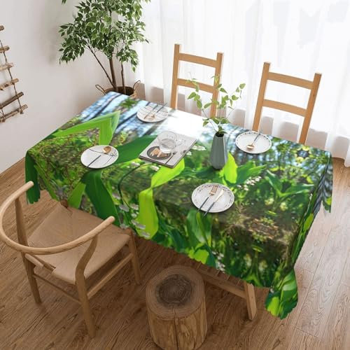RAXER Nappe rectangulaire en polyester lavable en forme de lys en fleurs - Résistante à l'huile et à la poussière