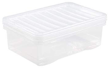 M1SS 32 Litre Large Big Plastic Storage Clear Box with Lid Strong Stackable Container Made in U.K (32L)