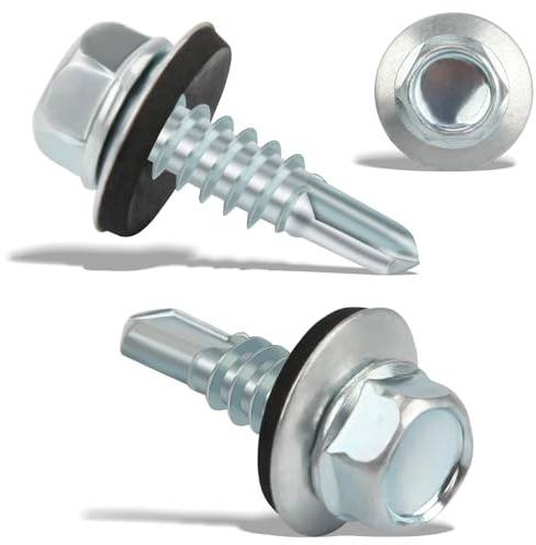 120 PCS Viti Autoperforanti Metallo 4,8x16 mm Autoperforanti Inox Lamiera Acciaio Esagonali Autoperforanti per Metallo Viti Impermeabili Con Guarnizione Lamiera Copertura Autoforanti Auto Perforanti