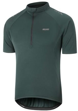 ARSUXEO Radfahren Trikot Herren Kurzarm Mountainbike Trikot Halb Reißverschluss Radfahren Hemd 609 Granate Grün L