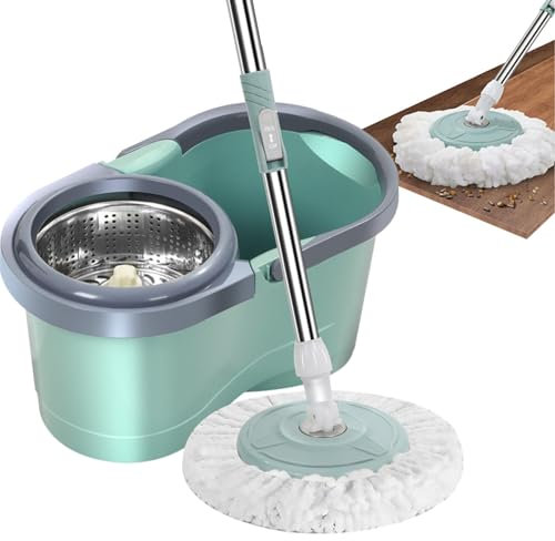 Wischmopp Und Eimer Set Putzeimer Mit Wischmop Und Mikrofaser Pads Bodenwischer Set Edelstahl Teleskopstiel Wischmopp Und Putzeimer Set Mit Fuß Für Marmorboden, Fliesen Laminat