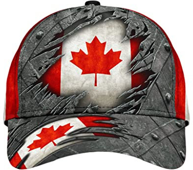 Unisex Visier Hut Kanada Flagge Metall Rot Basecap Mode Baseballmütze Leicht Snapback Kappe Für Laufen Wander Golf