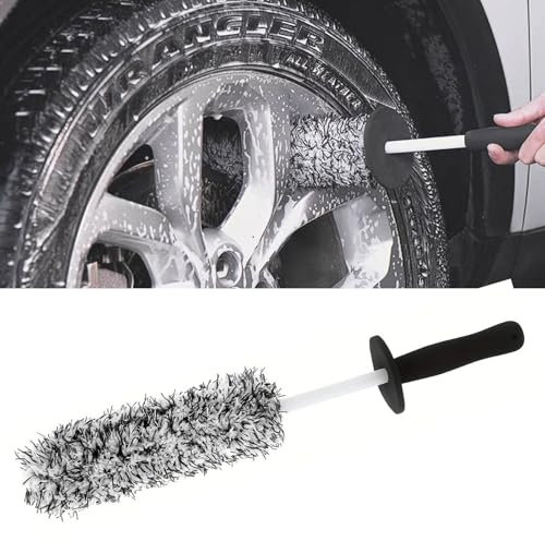 CECOMBINE Car Wheel Brush, Microfiber Wheel Cleaning Brush, Long Handle Vehicle Wheel Brushes, Bendable Car Tire Brus Easy To Cleaning Rims Spokes Wheel Barrel for Auto Truck Motorcycle