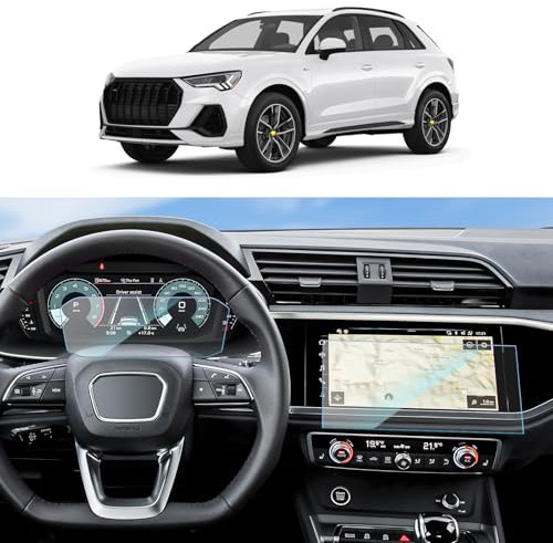 SKTU [2 Stück Displayschutzfolie kompatibel mit Audi Q3 F3 2019-2024 Navi + Instrumententafel Schutzfolie Displayschutz