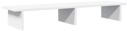 vidaXL Monitorständer, Schreibtischaufsatz für 2 Monitore, Unterbau Bildschirm Laptop Ständer, Tisch Erhöhung für PC Monitor Drucker, Weiß Holzwerkstoff