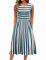 Zeagoo Sommerkleid Damen Rundhals Ärmelloses Freizeitkleider Lässige Tank Kleid Elegant A Linie Strandkleid T-Shirt Kleider mit Taschen Blau Weiß S