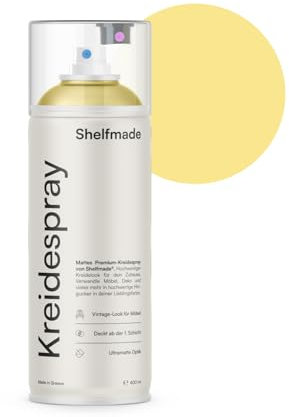 shelfmade Kreidespray gelb - hochwertiges Kreidefarbe Spray - Sprühfarbe gelb - matte chalk Sprayfarben - deckendes Chalk Spray (Sun - Sonnengelb)
