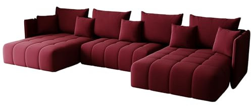 KP-Meble - Ecksofa mit Schlaffunktion - Gona U - Schlafsofa 346 x 188 cm - T30-Schaumstoff - Automatisches Zusammenklappen für einfaches Entfalten - 346x188x93cm - Monolith 59 (Kastanienbraun)