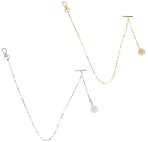 DELORIGIN 2 Farben Taschenuhrkette Mit Hohlem Anhänger Taschenuhrkette Mit Lebensbaum Für Herren Anzugkette Mit T Steg Und Karabinerverschlüssen als Geburtstagsgeschenk