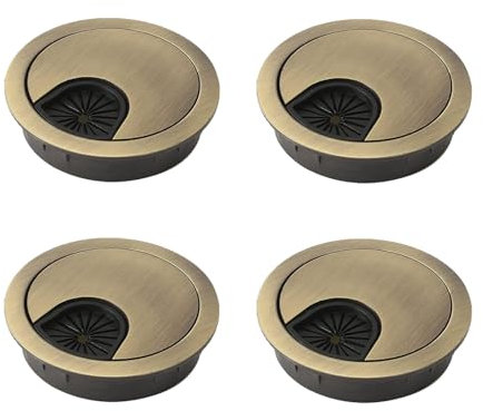 4 Pcs Desk Grommet 60mm, Desk Cable Grommet, Computer Grommet Metal Round, Desk Hole Cover, Cable Grommet, Bronze Desk Grommet, for Home Office Desk Surface Port Hole Covers Tidy
