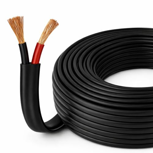 BMF DIRECT Flat Twin 2 Core Cable Pure Copper 12V/24V – Thin Wall Automotive Wire (4.5mm² 42A, 10m Coil)