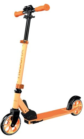 HUDORA Scooter Up 145 Junior - orange - Hochwertiger & sicherer Kinder Roller ab 3 Jahre - Zusammenklappbarer City Roller mit 145 mm Rollen - Höhenjustierbarer Scooter für Jungen & Mädchen bis 60 kg