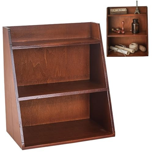 Pfjsseey Vintage -Wandregal, 11, 8x6.7x13, 2 Zoll 3 Tierholz -Schmuckstücksregal, dekorative freistehende und Wandhänge -Vintage -Regale mit Haken für die Küche Home Office