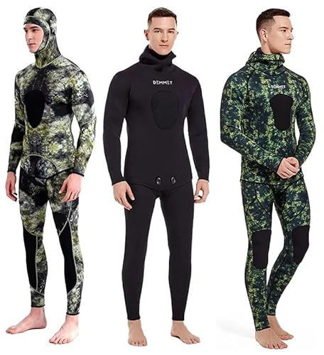 DEMMET Traje de Buceo de Neopreno 3MM Invierno cálido Hombres Capucha Surf Cremallera Frontal Snorkel Pesca submarina Traje de Buceo