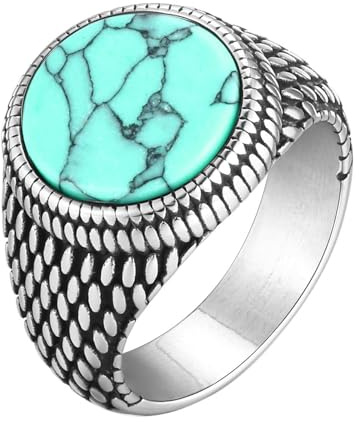 Calefee Herrenringe Schlicht Ehering, Männer Ringe Edelstahl Verlobungsring Siegelring Breit 15,8 mm mit Stein, Größe 47 bis 72