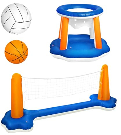 Générique Pool-Volleyball-Set, schwimmendes Spielspielzeug, verstellbares Netz und Ball-Set, langlebig, Wassersportausrüstung, für, See, Backyard, Familie, Spaßteam, Aktivitäten und mehr