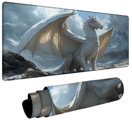 Tapis de Souris Dragon Tapis de Souris Gamer Hiver Mouse Pad Bords Cousus Précision et Vitesse Améliorées pour Decoration Maison Bureau Pc Portable Pc Gamer Clavier sans Fil 600x1400x3mm DBYH-2365
