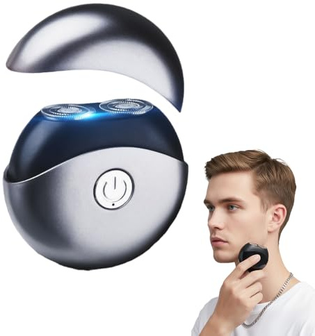 3D Naturcide Elektrischer Rasierer, 2026 Neu Nass- & Trockenrasierer, IPX4 Wasserdichter Portable Elektrorasierer Herren Shaver Dual Ring für Männer (Silber)