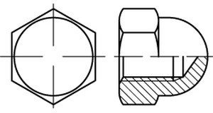 DIN 1587 A 2 Sechskant-Hutmuttern, hohe Form - Abmessung: M30 (1 Stück)