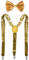 Man of Men Set mit Fliege und Hosenträgern – Pailletten, Gold, One Size Fits most