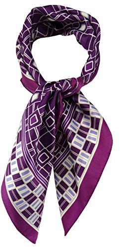 TigerTie Damen Nickituch Halstuch in lila violett silber flieder grau gemustert - Größe 60 x 60 cm
