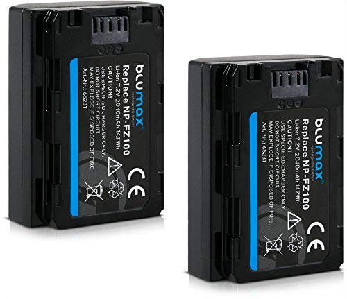 2X Blumax Akku kompatibel mit Sony NP-FZ100 |- 2040mAh -| für Alpha 9 II / A9 A9S / 7C 7R4 / FX30 // A7C A7 III - IV / A1 6600 / Ilce 6600 / Ilme FX30