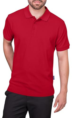 HRM Premium Herren Heavy Polo Shirt, Rot, Gr. S - 100% Baumwolle, Basic Polohemd Bis 60°C Waschbar - Hochwertige & Nachhaltige Workwear