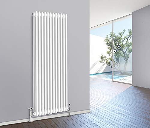 NRG 1800 x 560 mm Traditional White Vertical Cast Iron Radiator Triple Panel