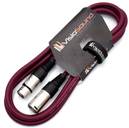 VisioSound 2m Purple Male to Female XLR Mic Lead/Balanced Microphone Cable for Microphone, Active Speaker, Audio Mixer