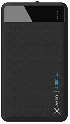 XLayer Colour Line Powerbank 4.000mAh, Externer Akku für Smartphone und Tablet, Powerbank klein, in bunten Farben, Schwarz