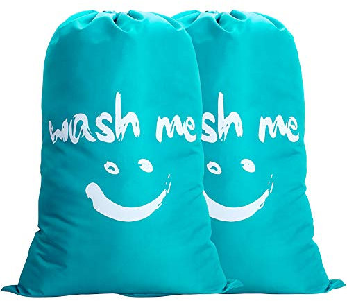 IHOMAGIC 2Pack Wäschesack Reise Schmutzwäsche Wäschesammler Wäschetasche Wäschebeutel Groß Faltbarer Wäschekorb Aufbewahrungstasche Wäschetonne Wäschebox Outdoor Wäschebehälter Stoff 120L Blau