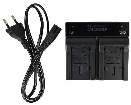 vhbw Dual Ladegerät kompatibel mit Panasonic SDR-H100, SDR-H85, SDR-S45, SDR-S50, SDR-S70, SDR-T50 Kamera Camcorder Action Cam-Akku - Ladeschale