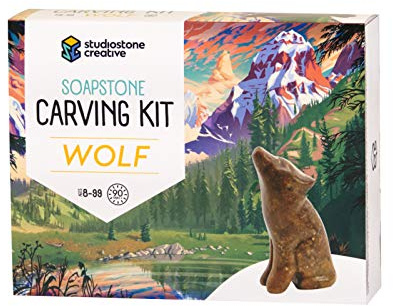 STUDIOSTONE CREATIVE Wolf Speckstein Skulptur Stein Schnitzerei DIY Kunst Handwerk Kit Kinder Erwachsene
