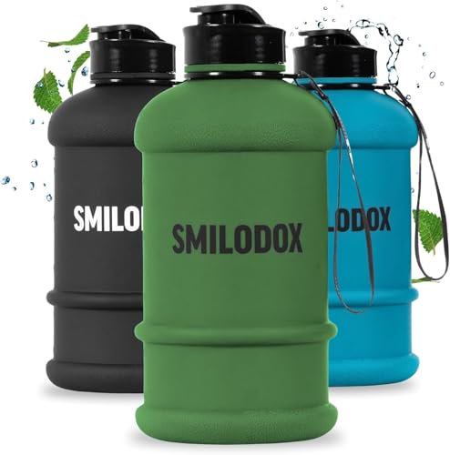 SMILODOX Trinkflasche 1,3 Liter - Extra Stark Sport & Fitness Wasserflasche mit Druckverschluss - BPA-Frei Sportflasche, Ideal für Fitnessstudio, Bodybuilding, Outdoor-sport, Wandern & Büro