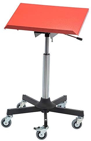 Materialständer Rollpult, Tischplatte 500 x 350 mm, rot