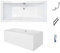 ECOLAM Baignoire rectangle Quadro 180x80 cm, tablier en acrylique, pieds, siphon et silicone, ensemble complet, Baignoire rectangle en acrylique