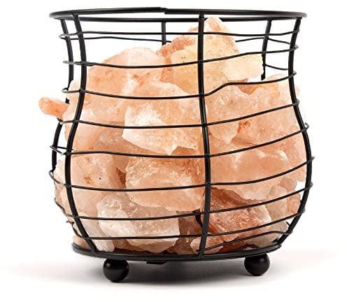 Myga RY1305 Himalayan Fire Pit Salt Lamp with Dimmer Switch, 3-5kg Approx, Made of 100% Authentic Natural Pink Handcarved Crystal Rock Salt