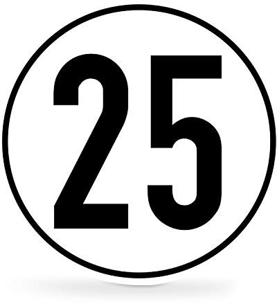 Betriebsausstattung24 Geschwindigkeitsschild 25 km/h - Maße: Ø 20,0 cm - Rund - PVC-Folie -Für Kraftfahrzeuge und Anhänger