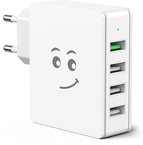 QC 3.0 USB Ladegerät Stecker,SCHITEC 33W 4 Ports Quick Charge USB Netzteil für Samsung Galaxy S10/S9/S8+/Note 8, LG G5 / G6, Nexus 5X / 6P, HTC 10, iPhone 11/XS/8/7/6, Huawei usw