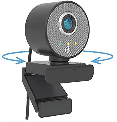 Midland Follow-U Webcam, C1522, Rotating Webcam in Elegant Design for Smart Working with Live Tracking System, Built-in Microphone, Full HD: 1080p, Compatible with Any Device with USB Port