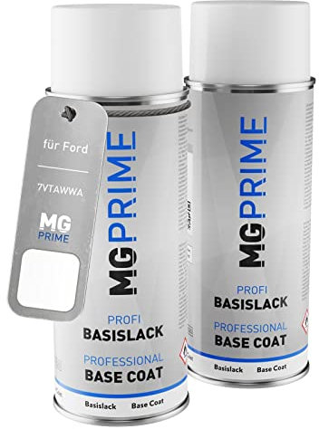 MG PRIME Autolack Sprühdosen für Ford 7VTAWWA / PN3GZ0 / W Frozen White Solid/Frost Weiss Grundlack Basislack Spraydose 400ml