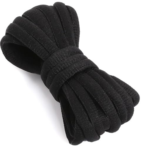 VSUDO 115 cm Lacets Noir Ovale pour Chaussures de Sport, Lacets de Baskets, Lacets Noir Chaussures de Course sur Route, Lacets Chaussures de Running pour Femme ou Homme (2Paire-Noir-115CM)