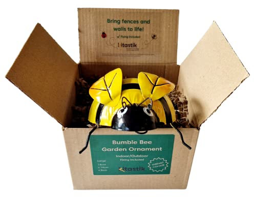 Kitastik Bumble Bee Garden Ornament | Vibrant Garden Fence Decoration Outdoor for a buzz Outside | Bee Decorations Wall Art | Metal Ornament